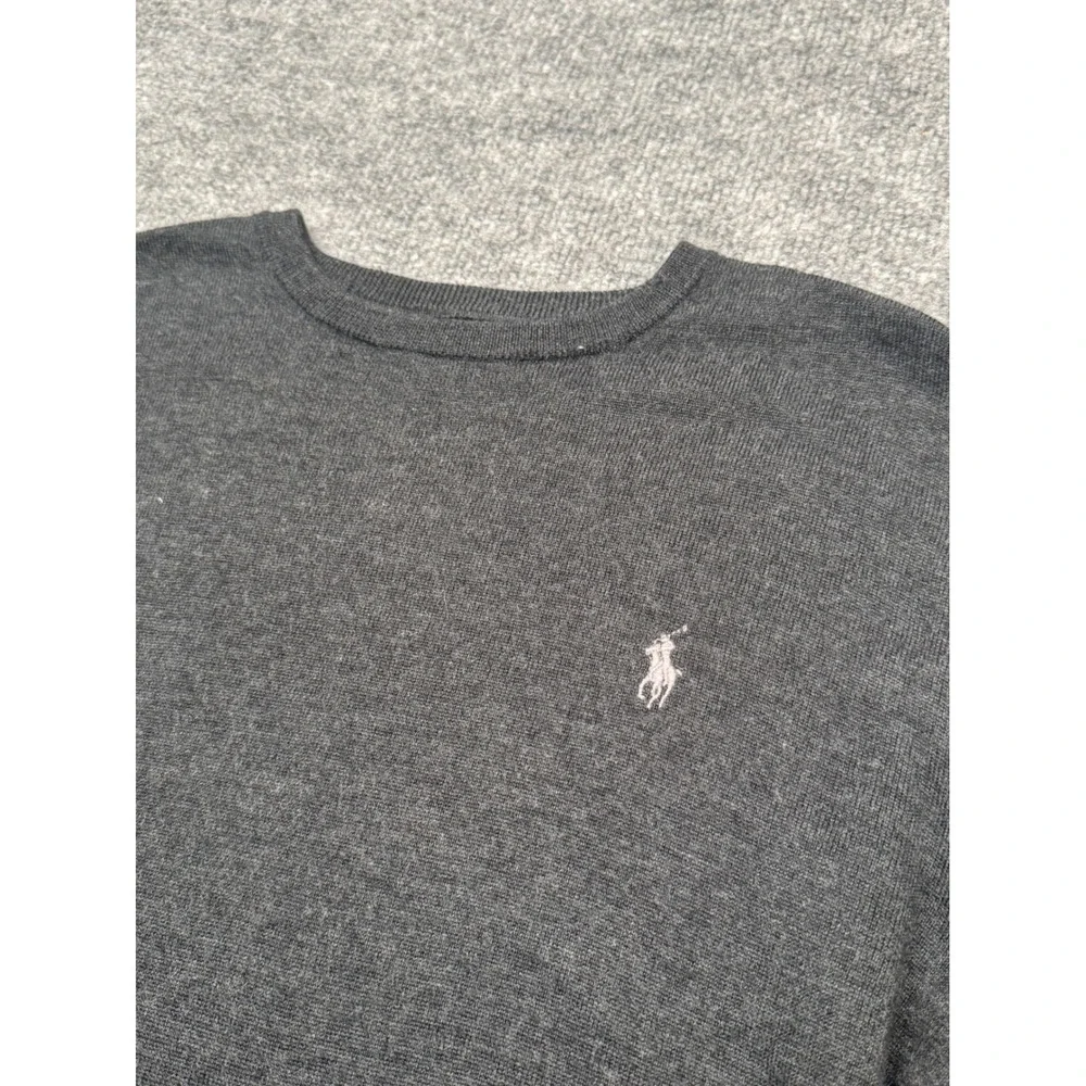 Polo Ralph Lauren Washable Merino Wool Sweater Men Medium Charcoal Gray Crewneck